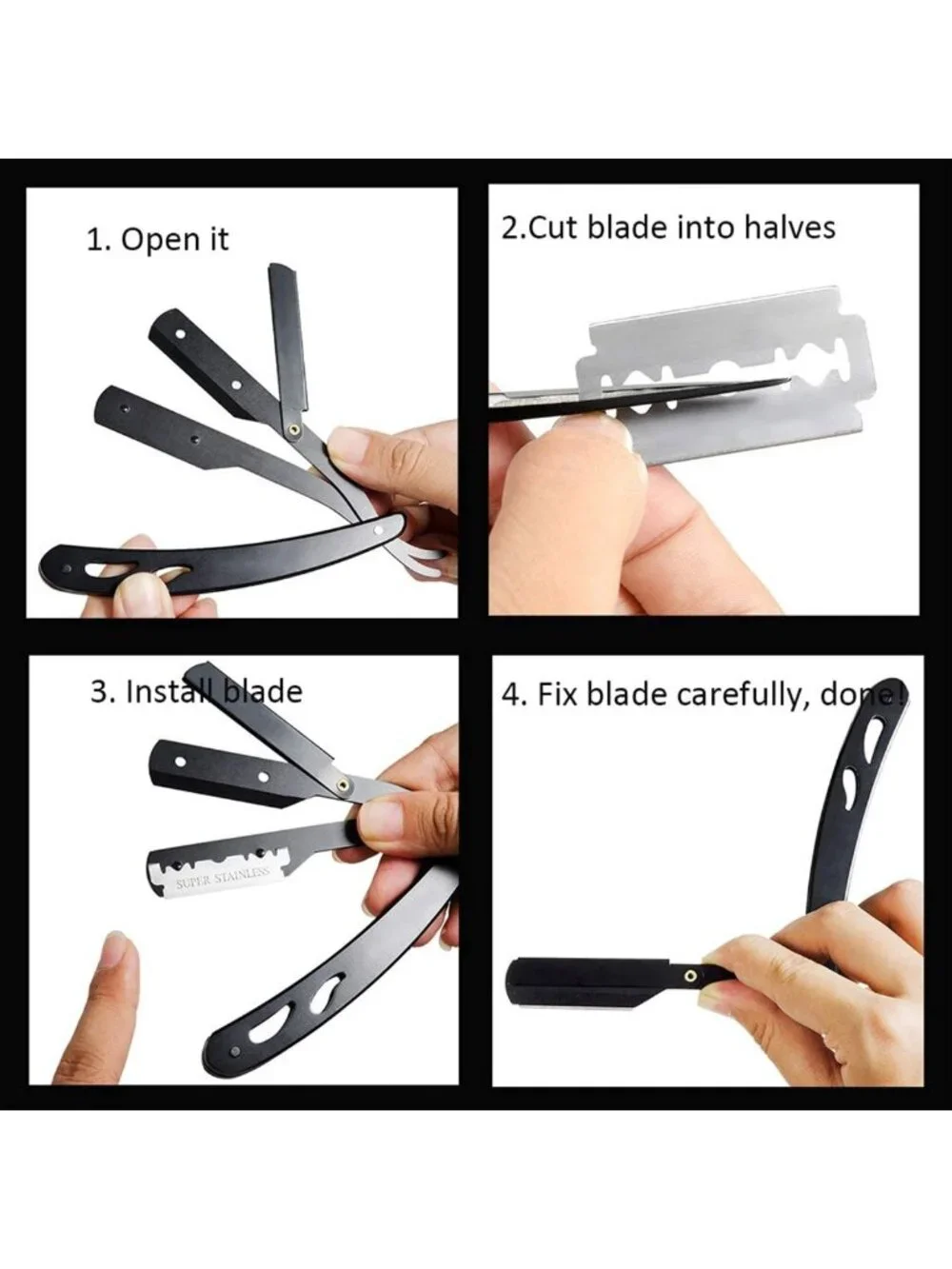 Premium Straight Razor Kit with Shaving Brush - Classic Edge Shaving Set